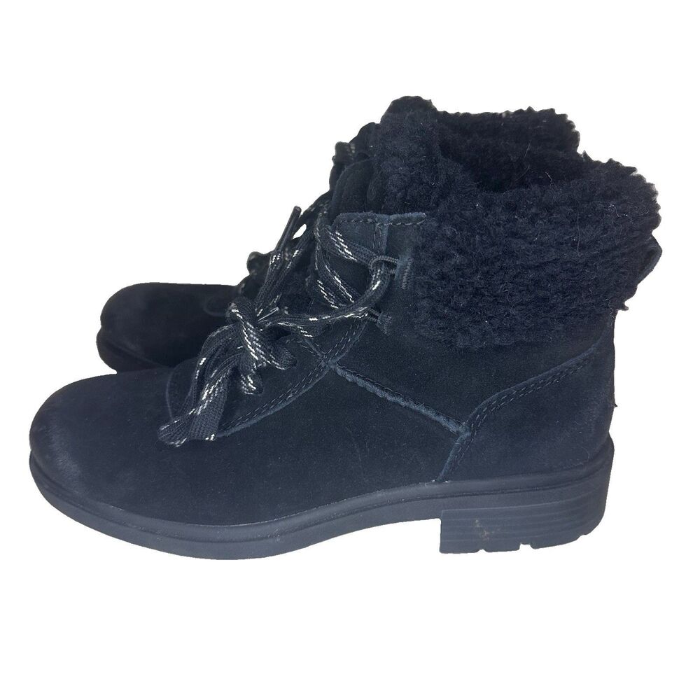 Womens Ugg harrison cozy lace Black Lace Up Shearling Collar Boots Size US 8